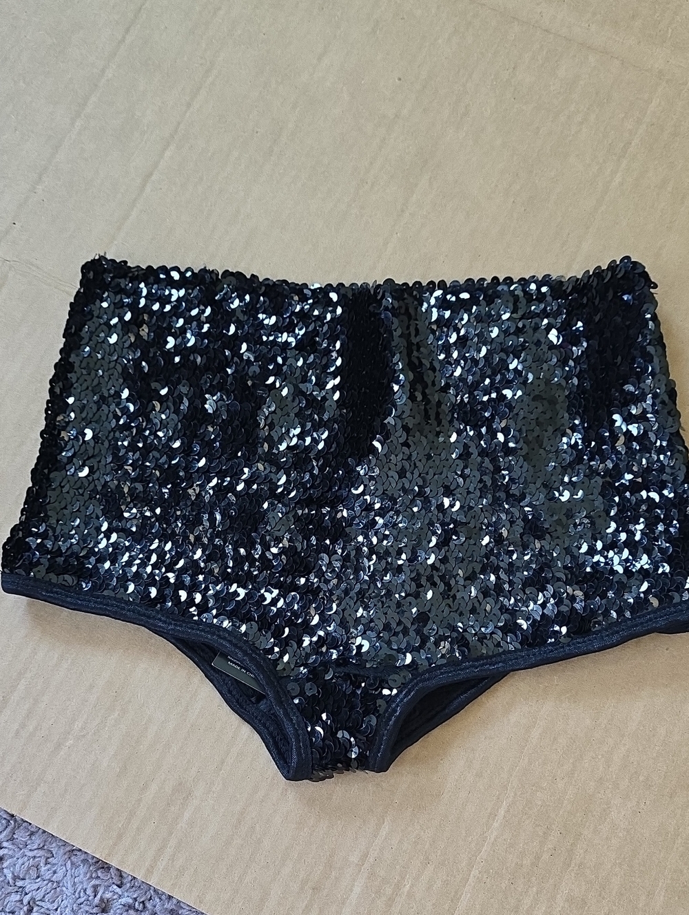 Music Legs black stretchy sequin shorts-one size